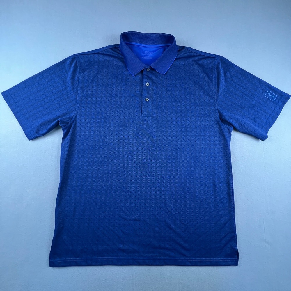 PGA Tour Polo Shirt Mens XL Blue Short Sleeve Airflux‎ Textured Golf Athletic